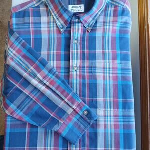 Arrow Sport Vintage 80s Primary Color Plaid Shirt XL long sleeve button-up